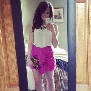 Finders Keepers Hot Pink Ruched Skirt